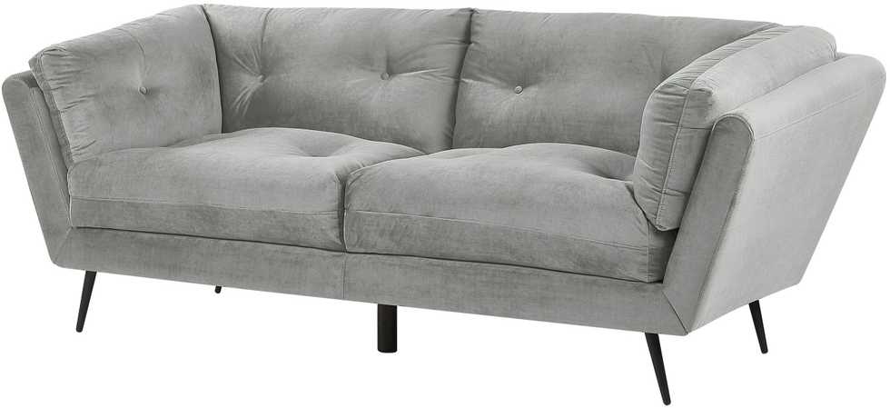 Beliani 3 vietų sofa LENVIK, veliūrinė, pilka