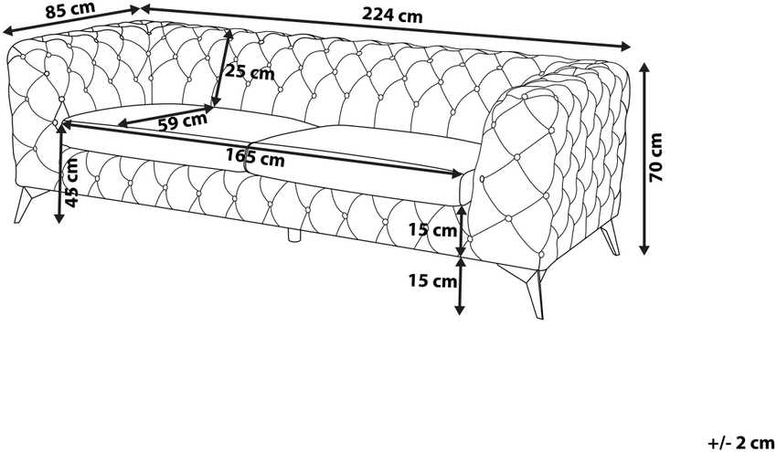 Beliani 3 vietų sofa SOTRA aksominė pilka