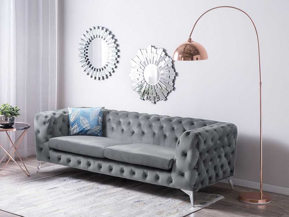 Beliani 3 vietų sofa SOTRA aksominė pilka