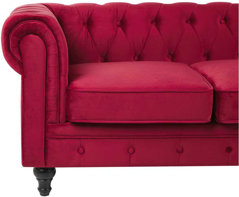 Beliani 3 vietų sofa CHESTERFIELD veliūrinė bordinė