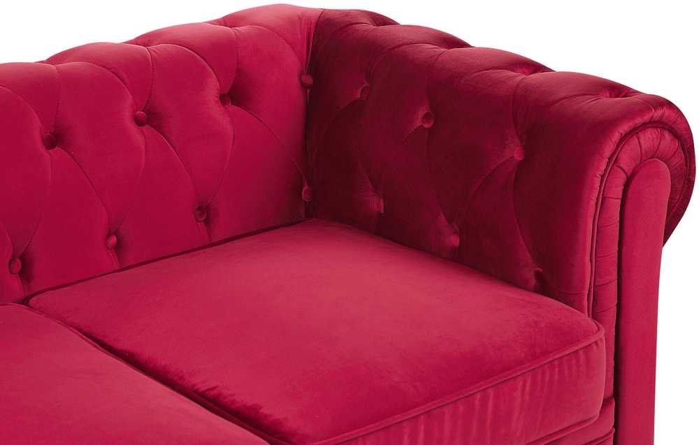 Beliani 3 vietų sofa CHESTERFIELD veliūrinė bordinė