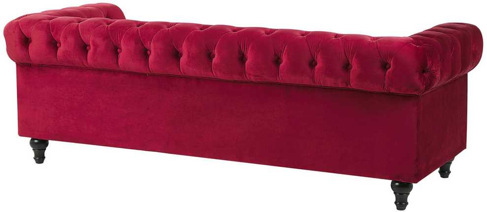 Beliani 3 vietų sofa CHESTERFIELD veliūrinė bordinė