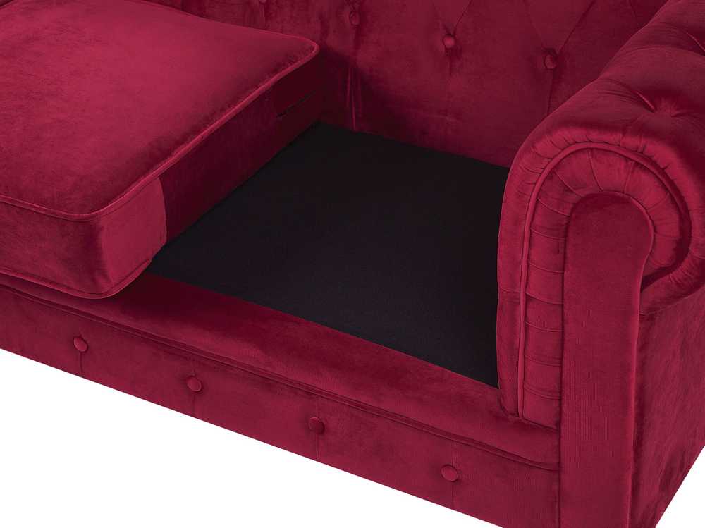 Beliani 3 vietų sofa CHESTERFIELD veliūrinė bordinė