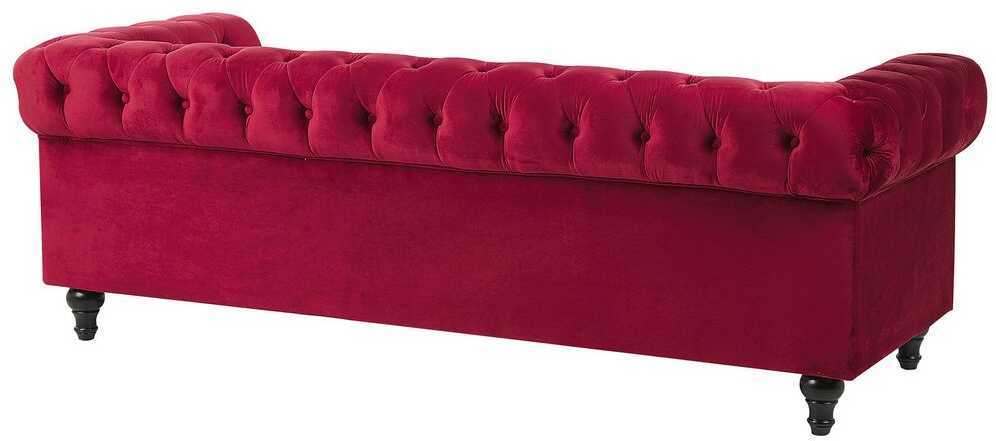 Beliani 3 vietų sofa CHESTERFIELD veliūrinė bordinė