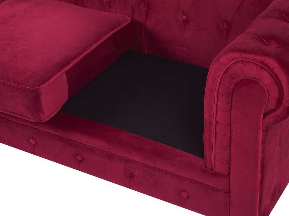 Beliani 3 vietų sofa CHESTERFIELD veliūrinė bordinė