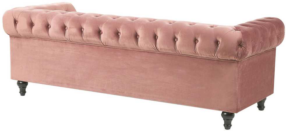 Beliani 3 vietų sofa CHESTERFIELD veliūrinė rožinė