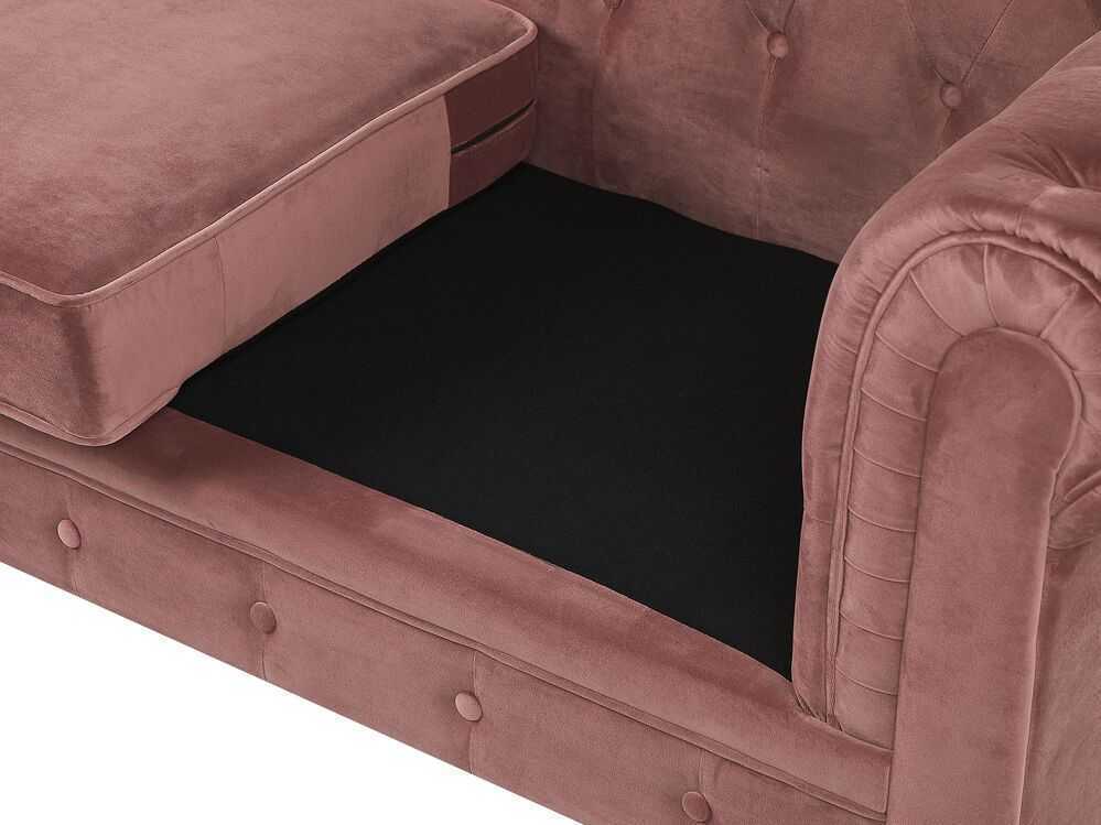 Beliani 3 vietų sofa CHESTERFIELD veliūrinė rožinė