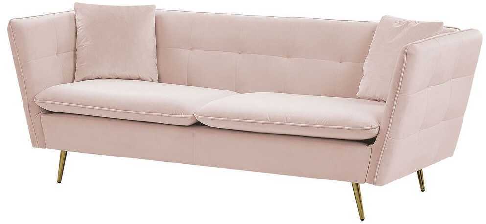 Beliani Trivietė sofa FREDERICA veliūrinė rožinė
