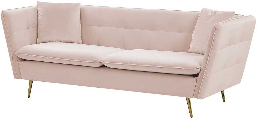 Beliani Trivietė sofa FREDERICA veliūrinė rožinė
