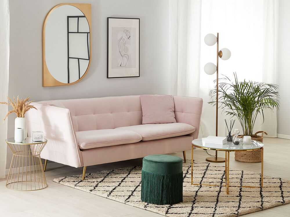 Beliani Trivietė sofa FREDERICA veliūrinė rožinė