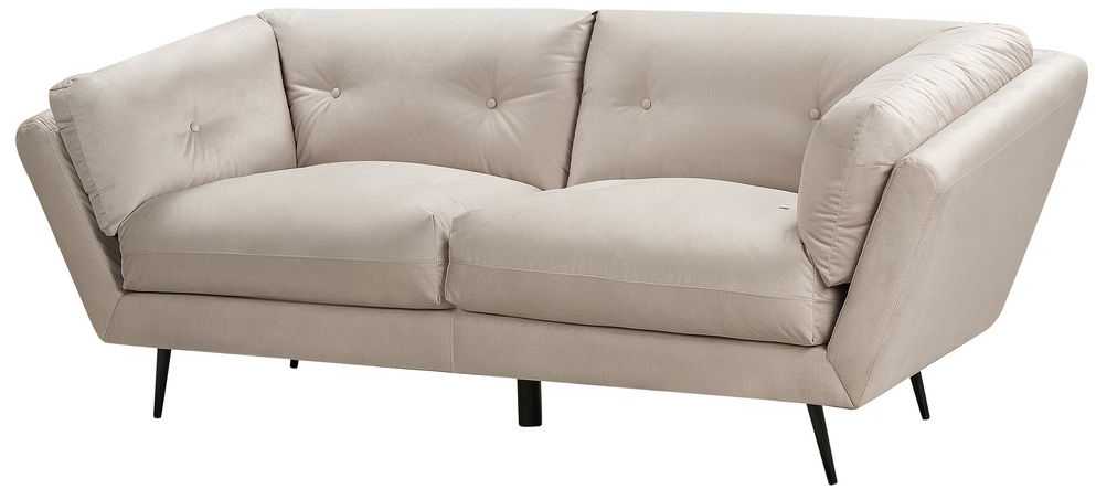 Beliani Trivietė sofa LENVIK, veliūras, smėlio spalva