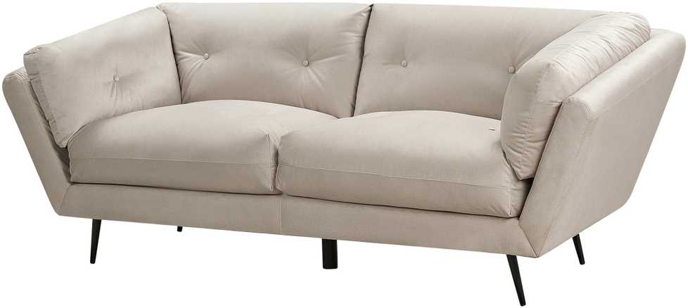 Beliani Trivietė sofa LENVIK, veliūras, smėlio spalva