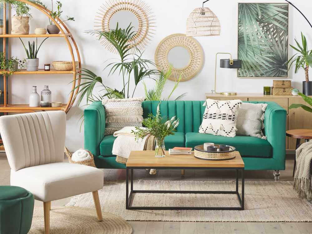 Beliani Trivietė sofa ARVIKA aksominė žalia