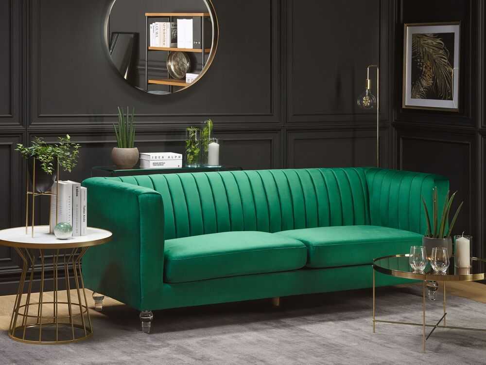 Beliani Trivietė sofa ARVIKA aksominė žalia