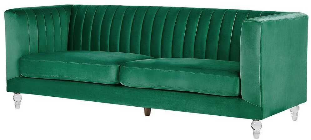Beliani Trivietė sofa ARVIKA aksominė žalia
