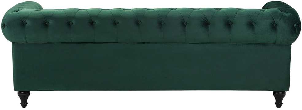 Beliani CHESTERFIELD trijų vietų veliūrinė sofa, smaragdo žalios spalvos