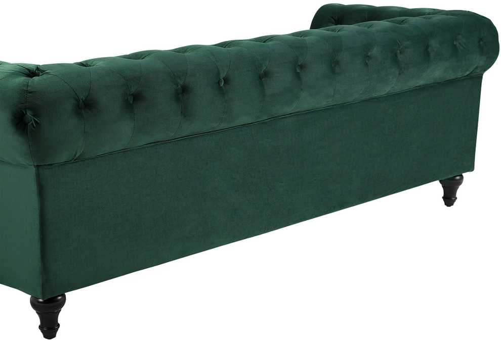 Beliani CHESTERFIELD trijų vietų veliūrinė sofa, smaragdo žalios spalvos