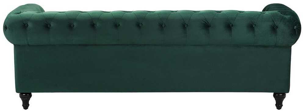 Beliani CHESTERFIELD trijų vietų veliūrinė sofa, smaragdo žalios spalvos