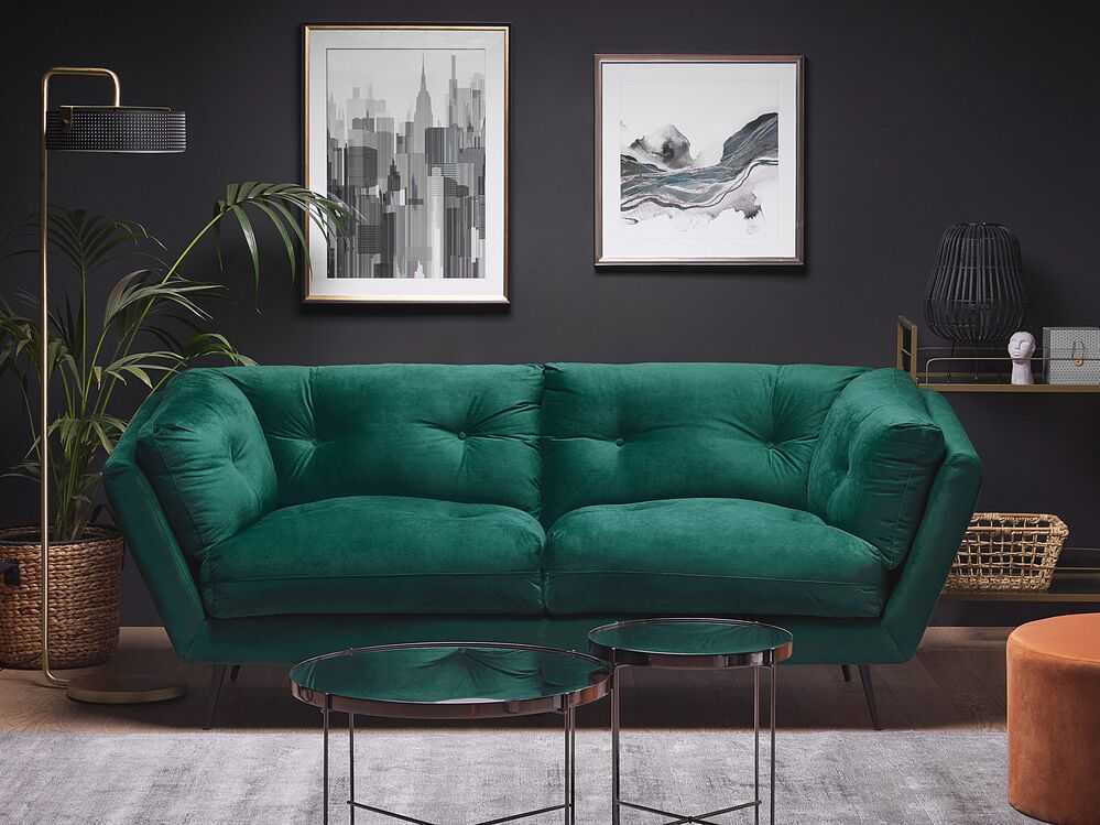 Beliani 3 vietų sofa LENVIKaksominė, smaragdinė