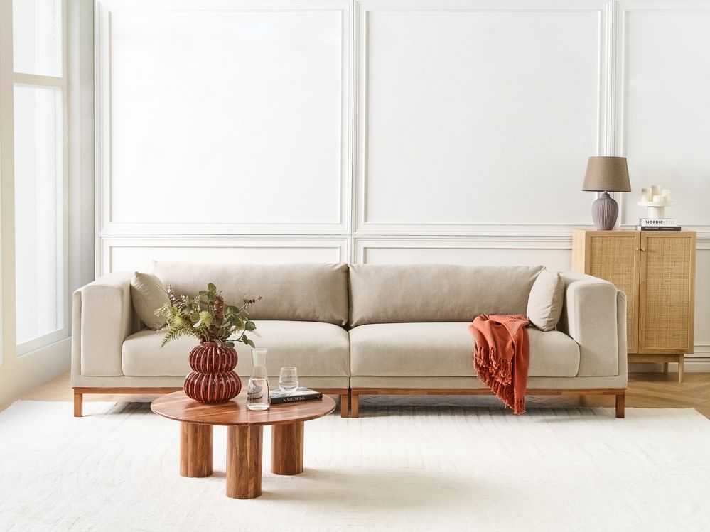 Beliani 4 vietų sofa VENG smėlio pilkos spalvos
