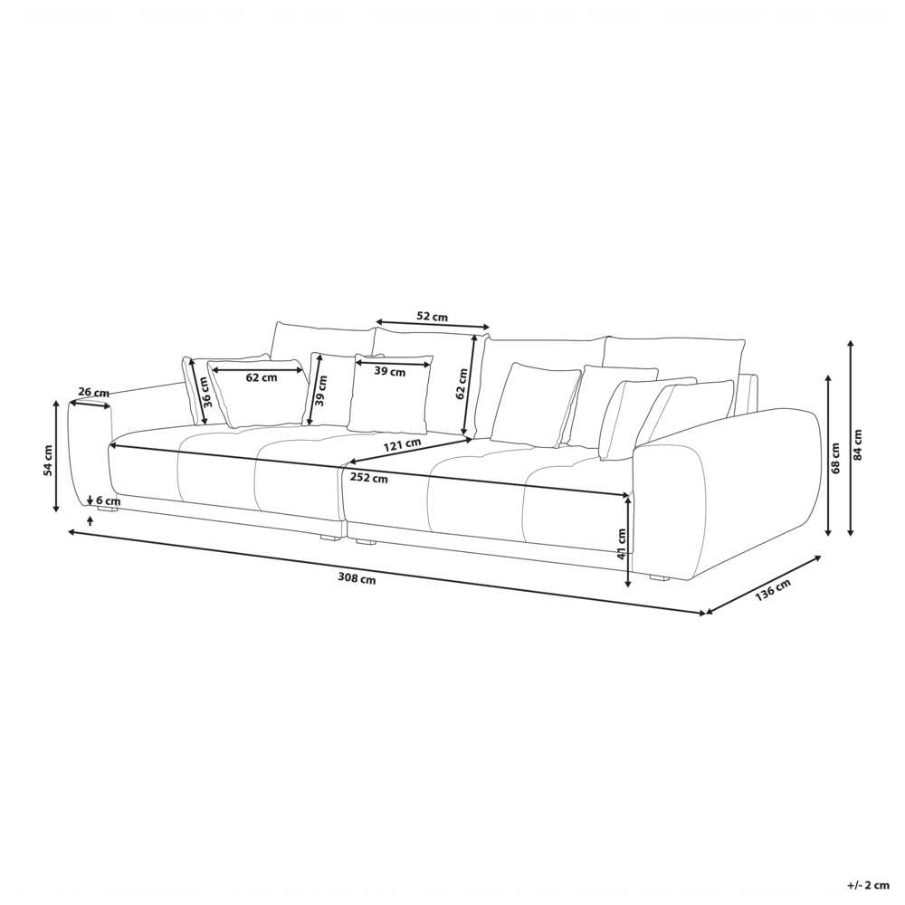 Beliani 4 vietų sofa TORPO pilka
