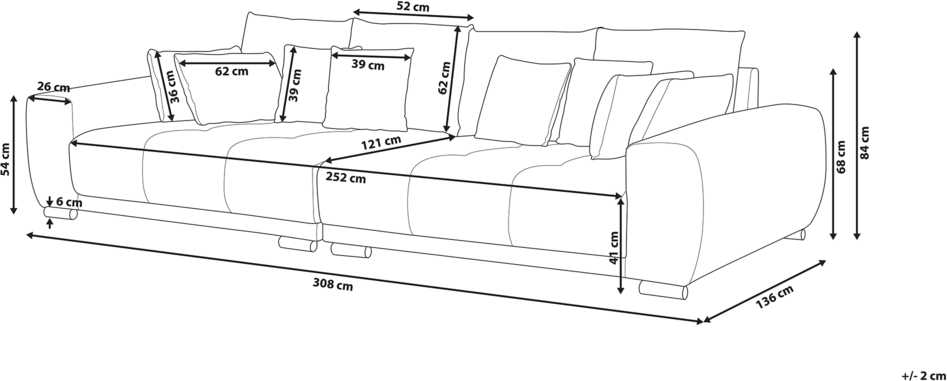 Beliani 4 vietų sofa TORPO pilka