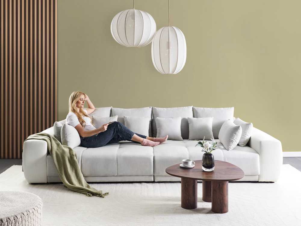 Beliani 4 vietų sofa TORPO šviesiai smėlio spalvos