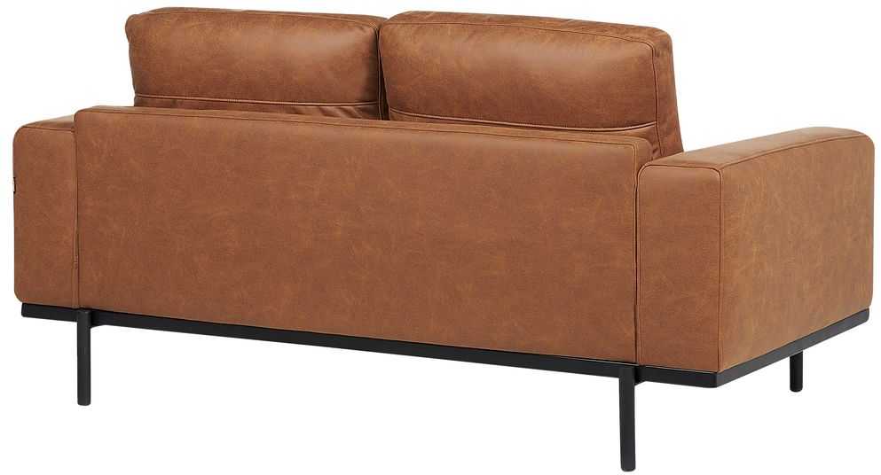 Beliani Dvivietė sofa SOVIK iš dirbtinės odos, ruda