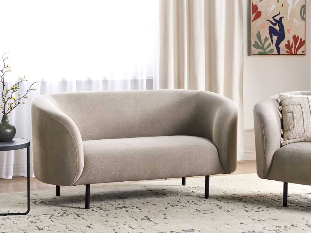 Beliani Dvivietė sofa LOEN, smėlio ir pilkos spalvos