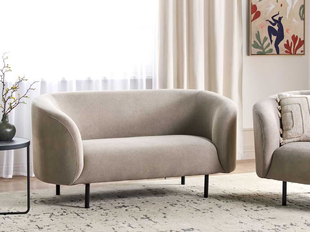 Beliani Dvivietė sofa LOEN, smėlio ir pilkos spalvos