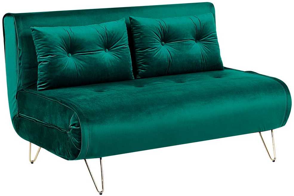 Beliani Dvivietė išskleidžiama sofa VESTFOLD, veliūras, tamsiai žalia