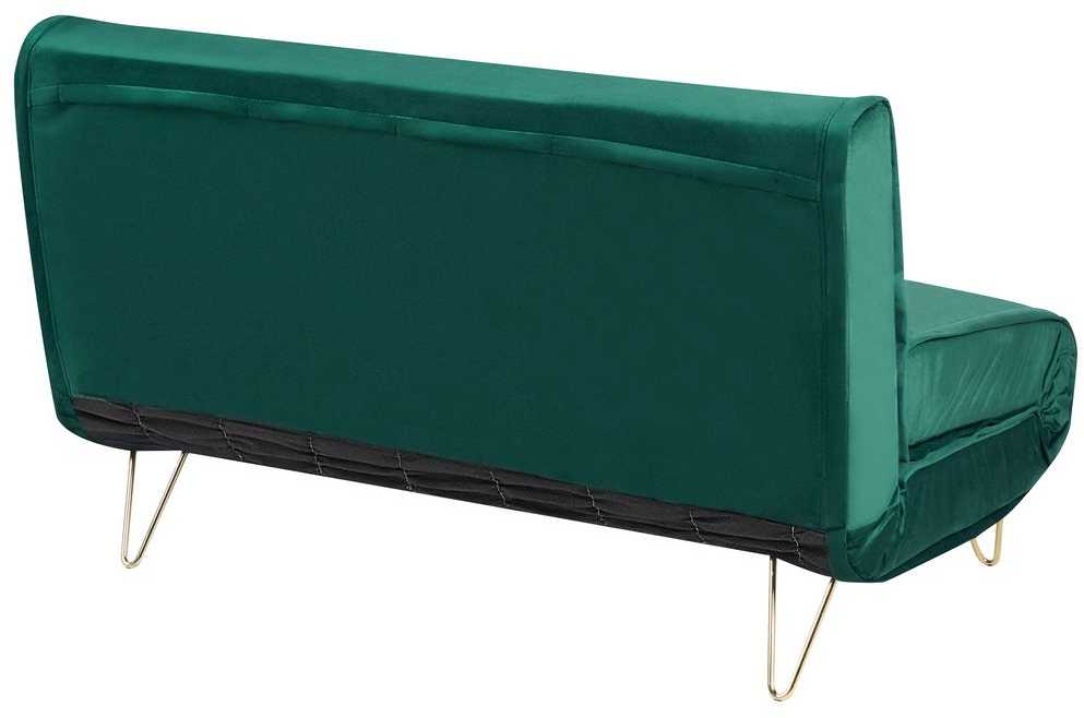 Beliani Dvivietė išskleidžiama sofa VESTFOLD, veliūras, tamsiai žalia