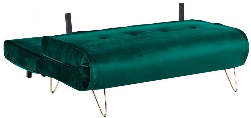 Beliani Dvivietė išskleidžiama sofa VESTFOLD, veliūras, tamsiai žalia
