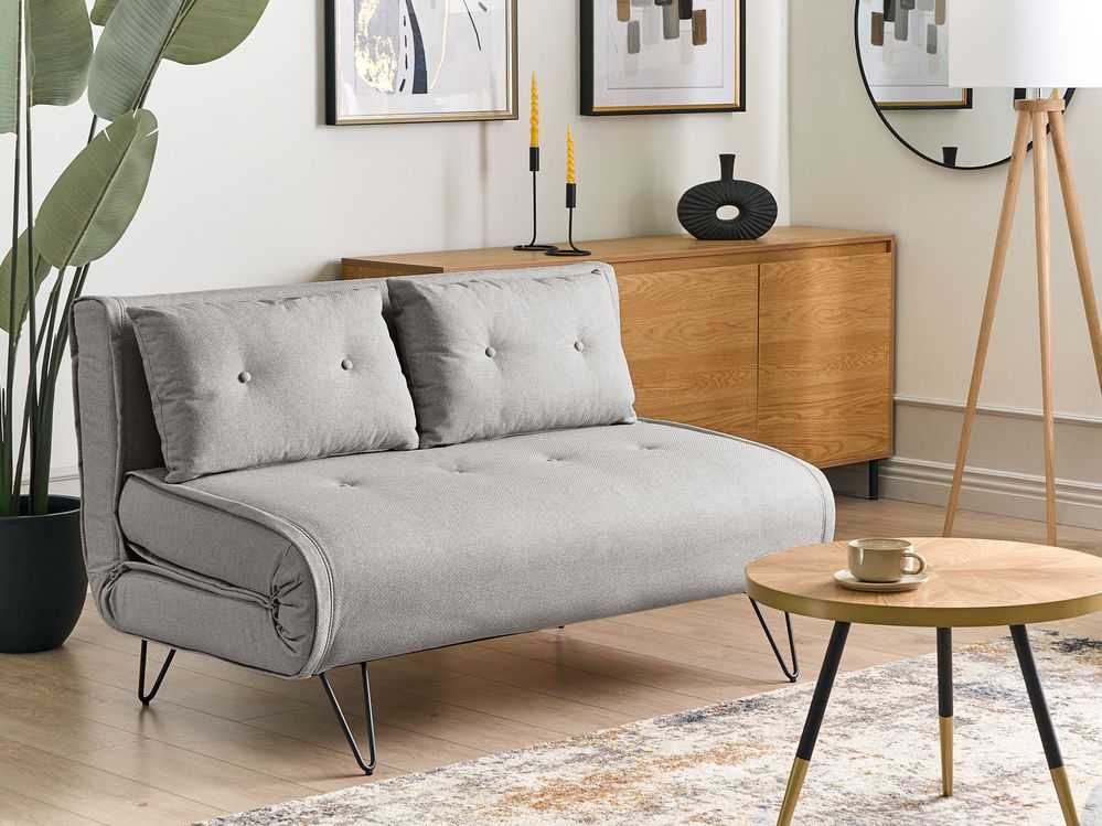 Beliani Dvivietė išskleidžiama sofa VESTFOLD šviesiai pilka