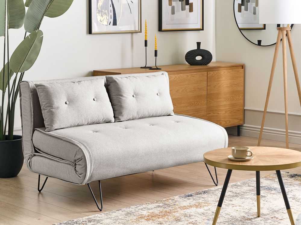 Beliani Dvivietė išskleidžiama sofa VESTFOLD šviesiai pilka
