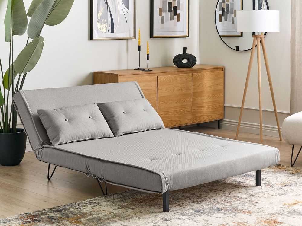 Beliani Dvivietė išskleidžiama sofa VESTFOLD šviesiai pilka