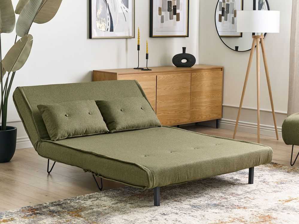 Beliani Dvivietė išskleidžiama sofa VESTFOLD, alyvuogių spalvos