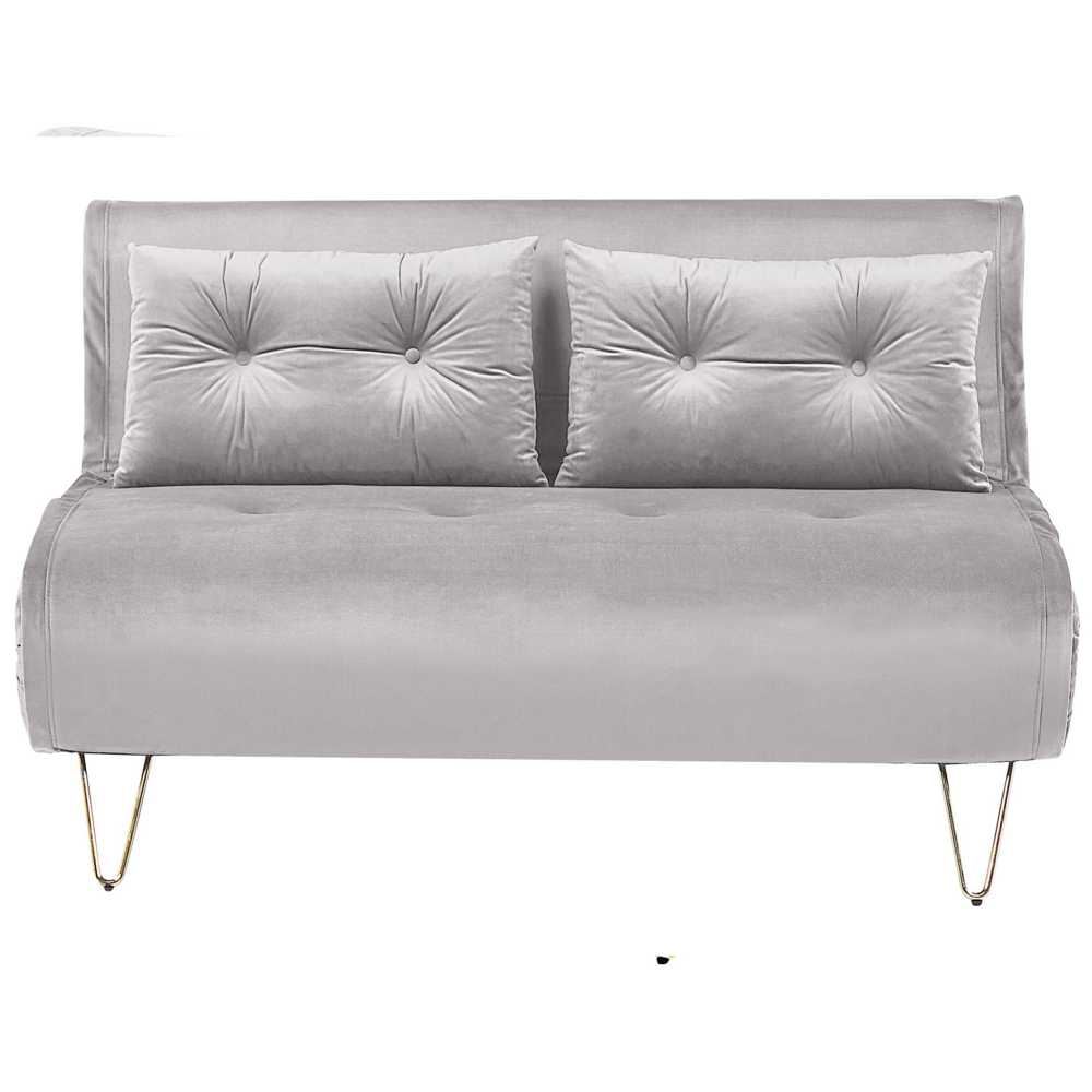 Beliani Dvivietė išskleidžiama sofa VESTFOLD, pilkas veliūras