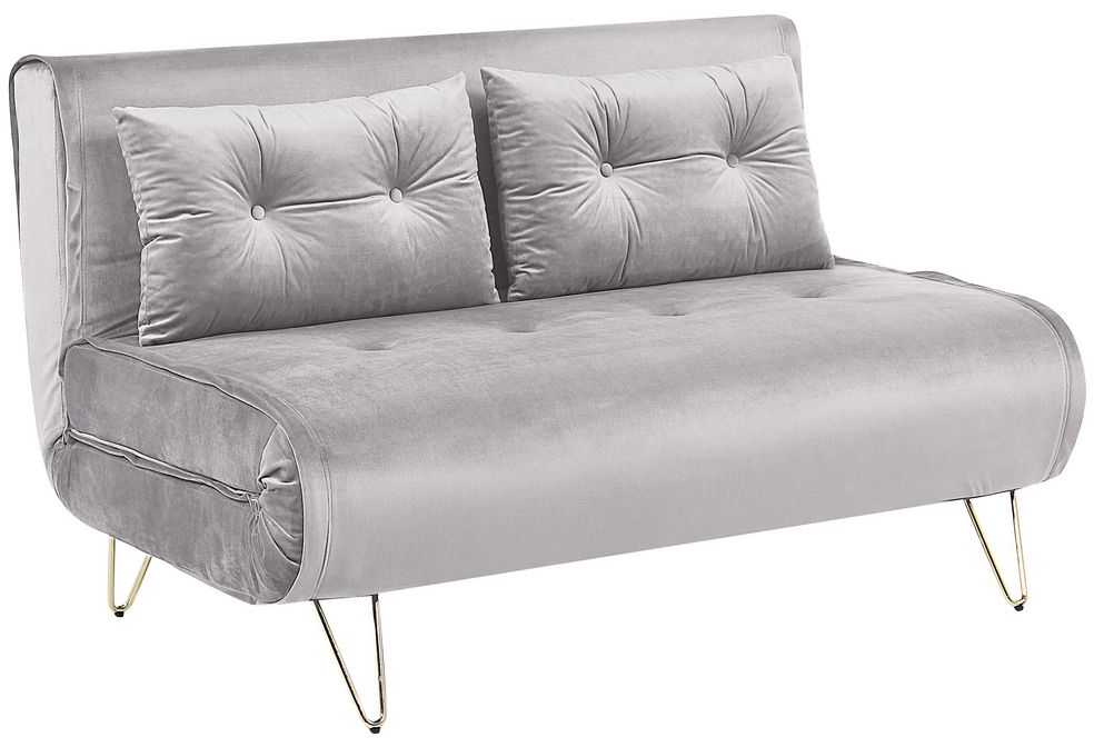 Beliani Dvivietė išskleidžiama sofa VESTFOLD, pilkas veliūras