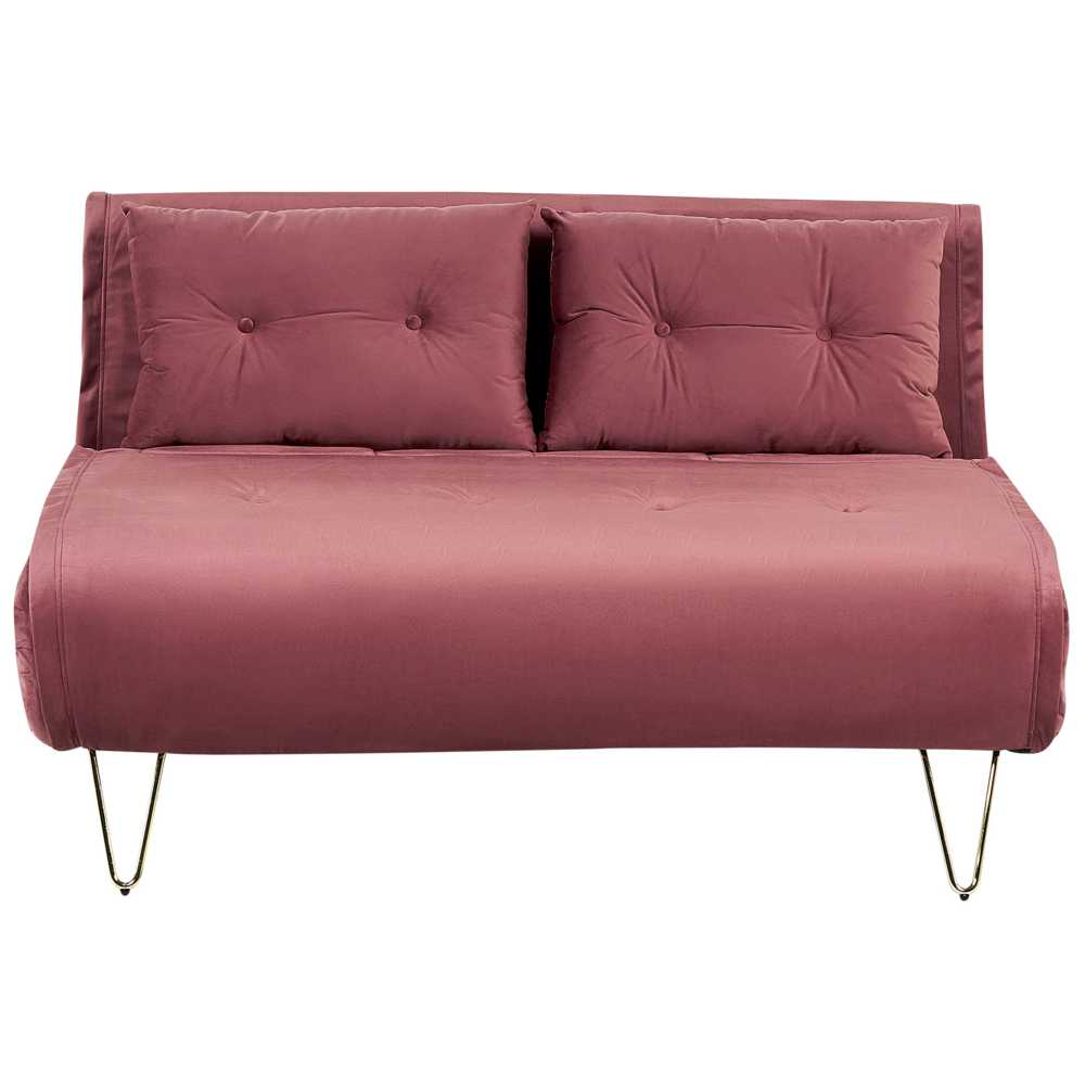Beliani Dvivietė išskleidžiama sofa VESTFOLD, veliūrinė, rožinė