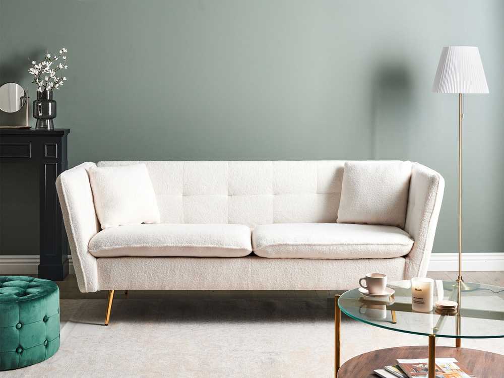 Beliani Trivietė sofa FREDERICA, bouclé audinys, balta