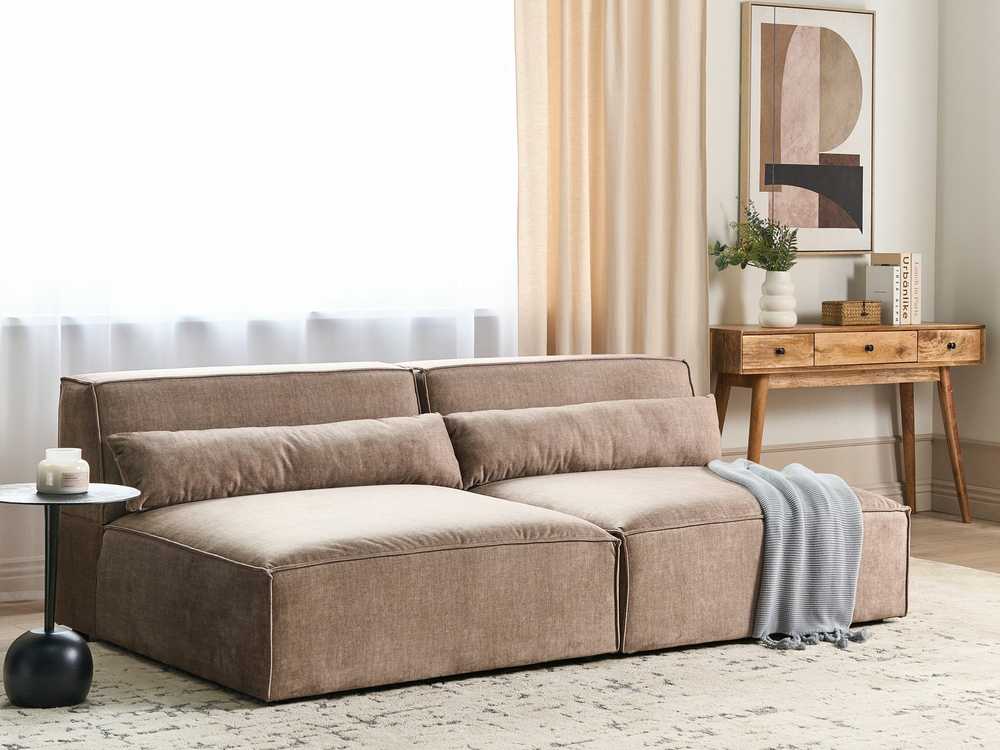 Beliani Dvivietė modulinė sofa HELLNAR, šviesiai ruda