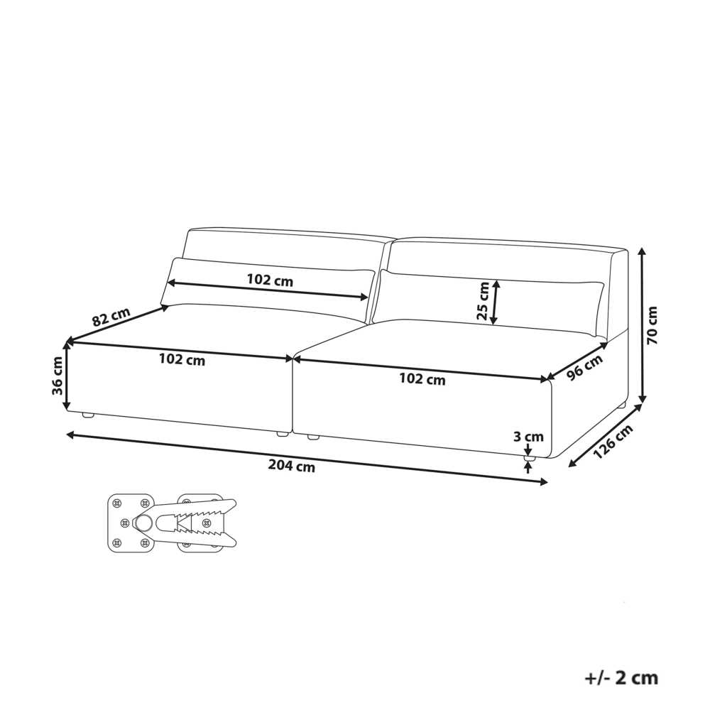 Beliani HELLNAR dvivietė modulinė sofa, veliūras, šviesiai smėlio spalvos