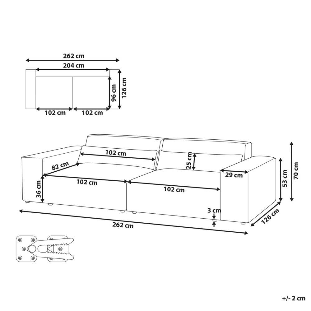 Beliani Dvivietė modulinė sofa HELLNAR pilka