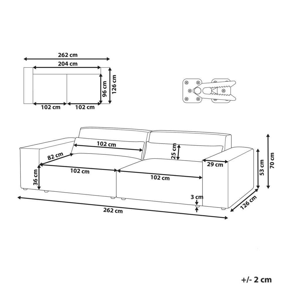 Beliani Dvivietė modulinė sofa HELLNAR pilka