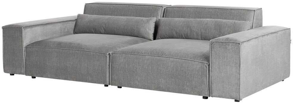 Beliani Trivietė modulinė sofa HELLNAR su otomana, pilka