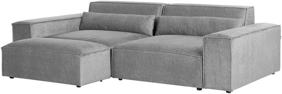 Beliani Trivietė modulinė sofa HELLNAR su otomana, pilka