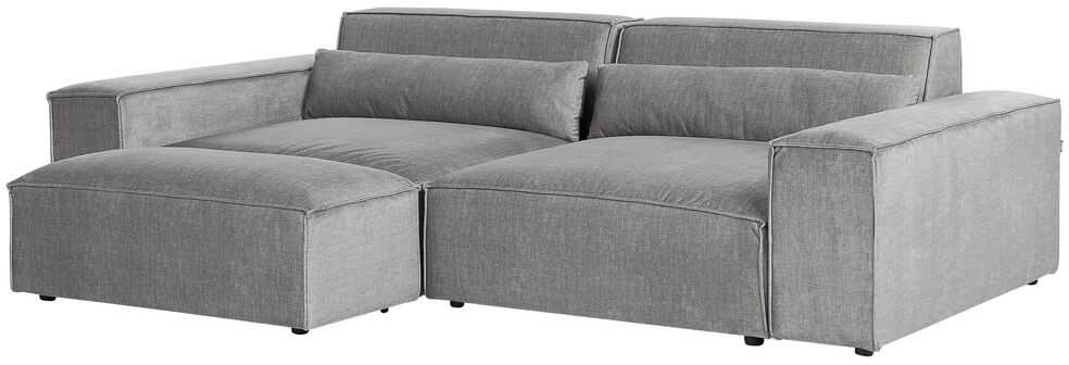 Beliani Trivietė modulinė sofa HELLNAR su otomana, pilka