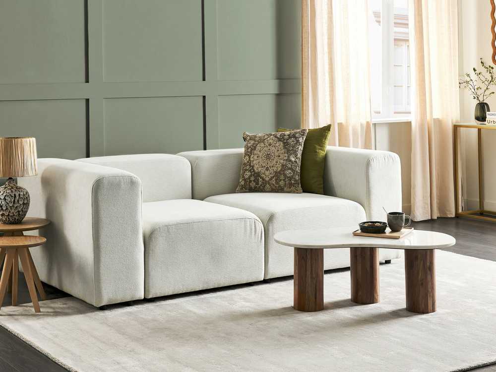 Beliani Modulinė 2 vietų sofa FALSTERBO, balta, velvetas