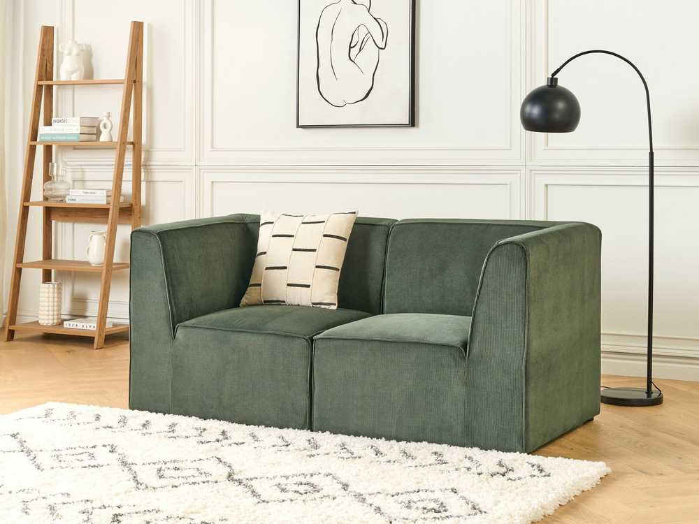 Beliani 2 vietų modulinė sofa LEMVIG, žalia, velvetas